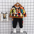 Toddler Girl Boy Full-Print Letter Sweater & Pants Outfit