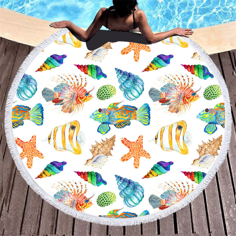 Tortoise Digital Printing Microfiber Round Beach Towel, Multiple Styles To Choose From