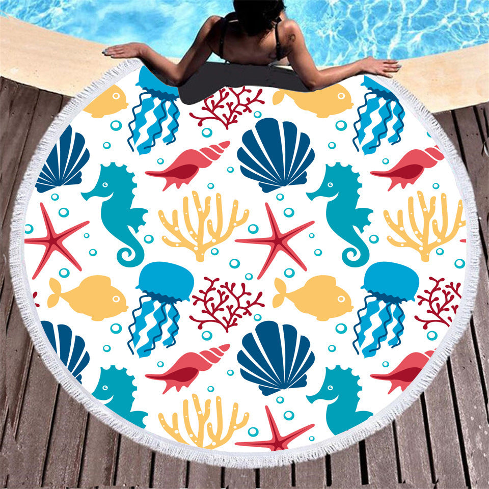 Tortoise Digital Printing Microfiber Round Beach Towel, Multiple Styles To Choose From