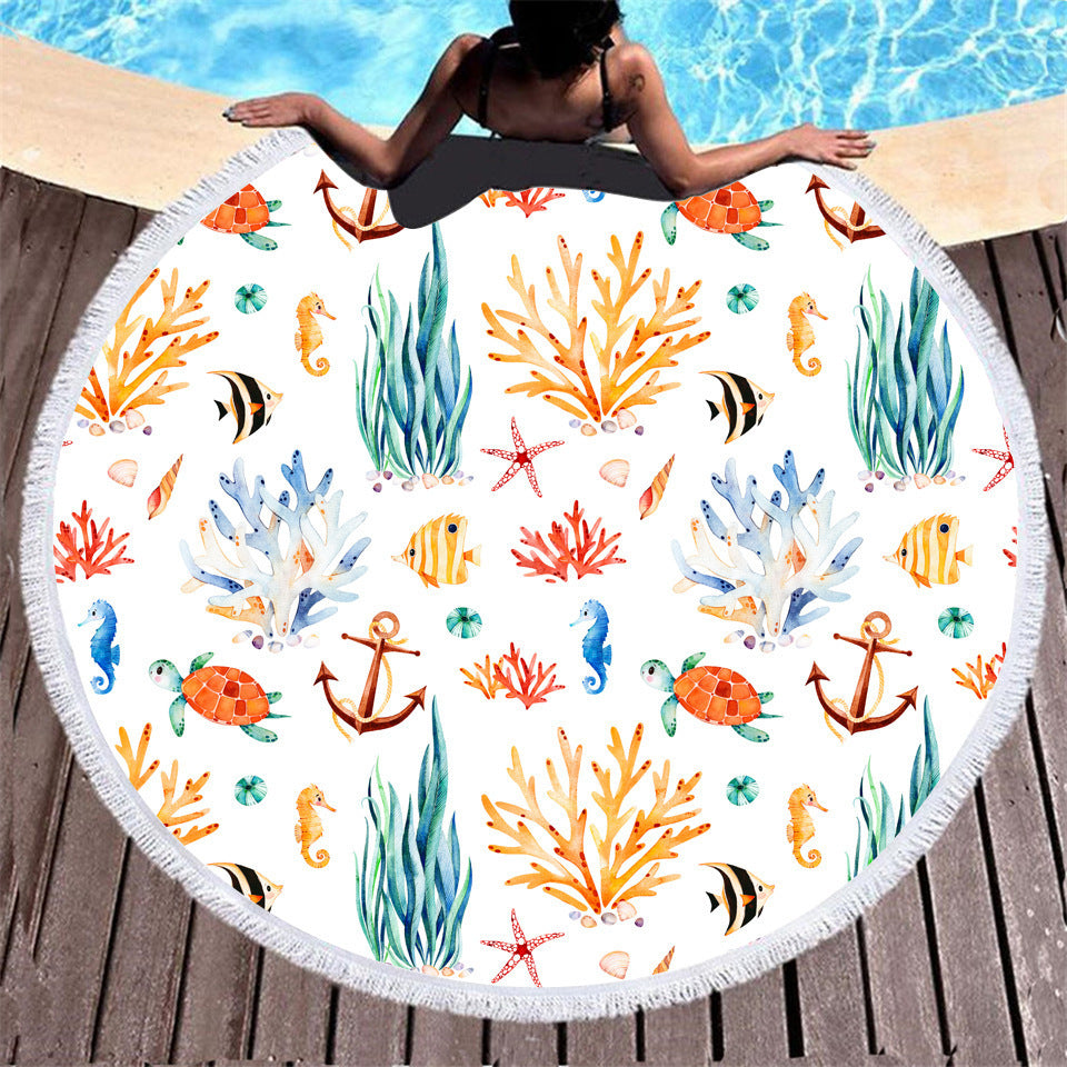 Tortoise Digital Printing Microfiber Round Beach Towel, Multiple Styles To Choose From