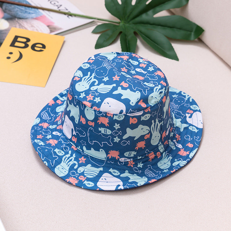 Thin Boy/Girl Print Pattern Fisherman Sun Hat, Beach Hat