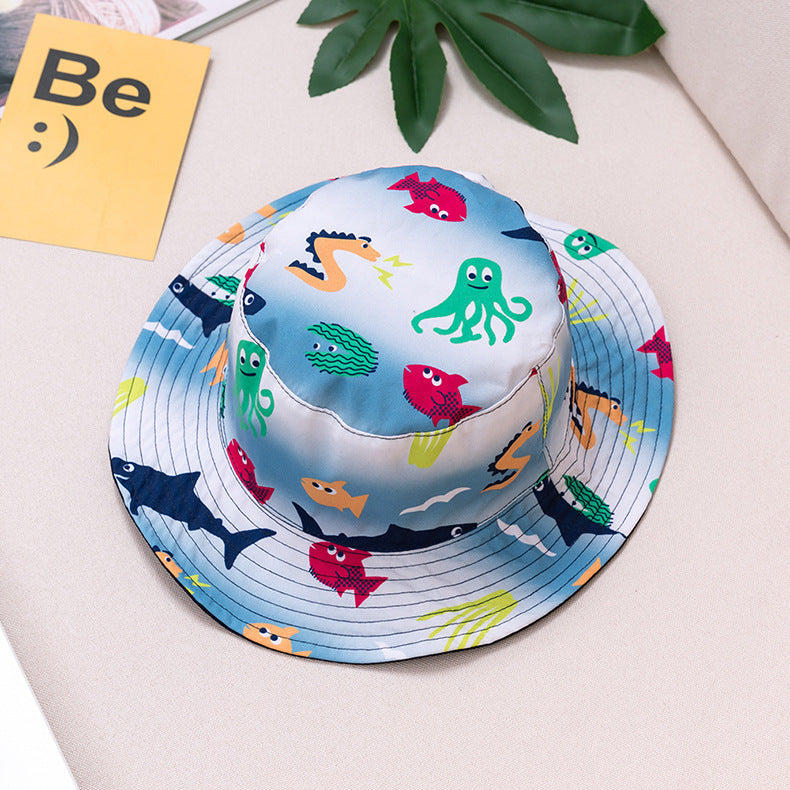 Thin Boy/Girl Print Pattern Fisherman Sun Hat, Beach Hat