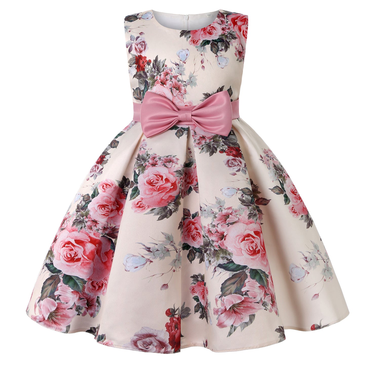 New Children's Wedding Dress, Girls' Rose Print Princess Dress, Birthday Party Dress