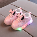 Girls' Bowknot LED Light-up Shoes, Breathable Baby Girls' Shoes