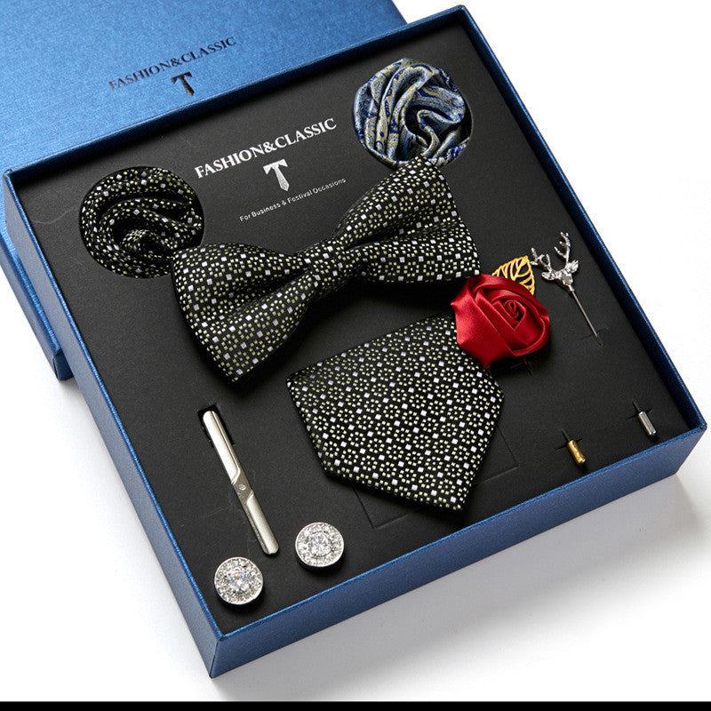 Men's Tie Fashion Necktie Square Scarf Combination Gift Box Set, Gift For Dad