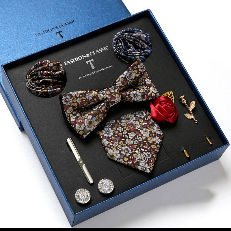 Men's Tie Fashion Necktie Square Scarf Combination Gift Box Set, Gift For Dad
