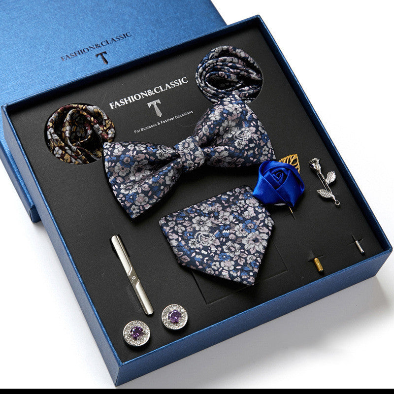 Men's Tie Fashion Necktie Square Scarf Combination Gift Box Set, Gift For Dad