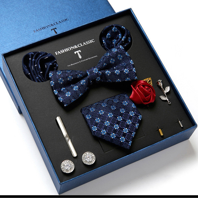 Men's Tie Fashion Necktie Square Scarf Combination Gift Box Set, Gift For Dad