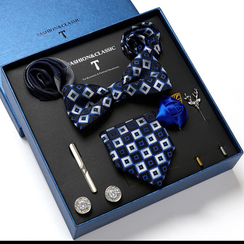 Men's Tie Fashion Necktie Square Scarf Combination Gift Box Set, Gift For Dad
