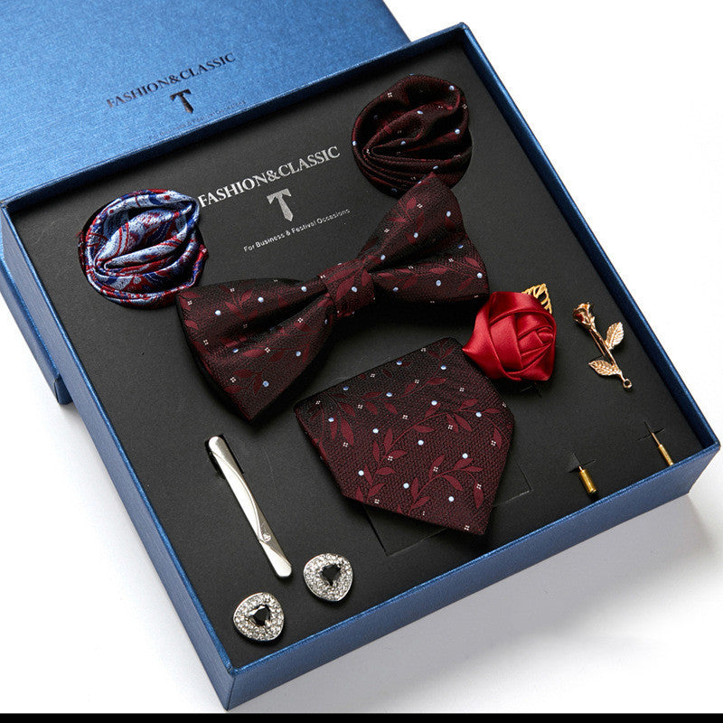 Men's Tie Fashion Necktie Square Scarf Combination Gift Box Set, Gift For Dad