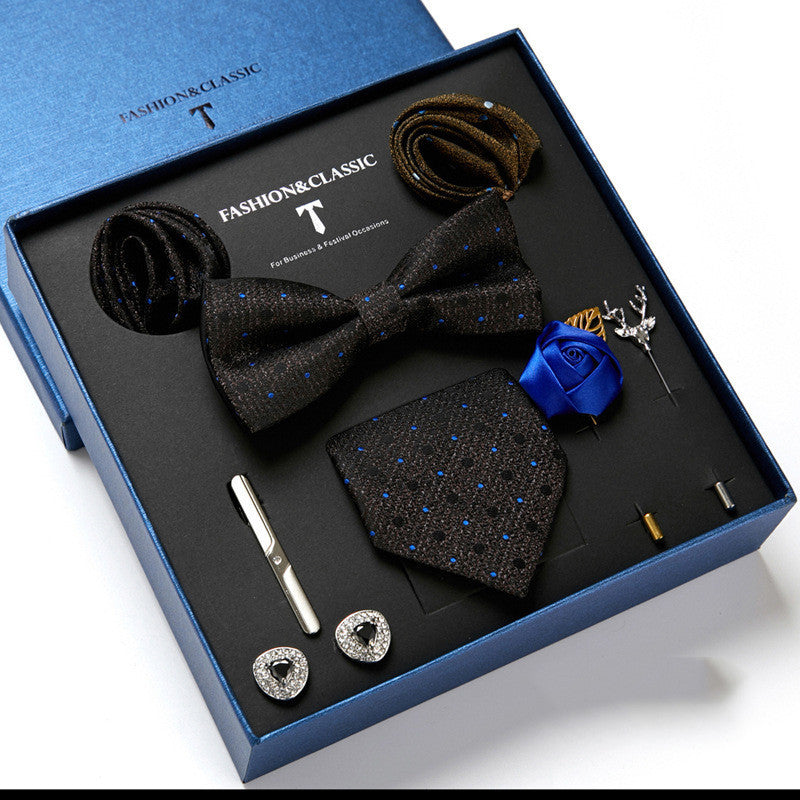 Men's Tie Fashion Necktie Square Scarf Combination Gift Box Set, Gift For Dad
