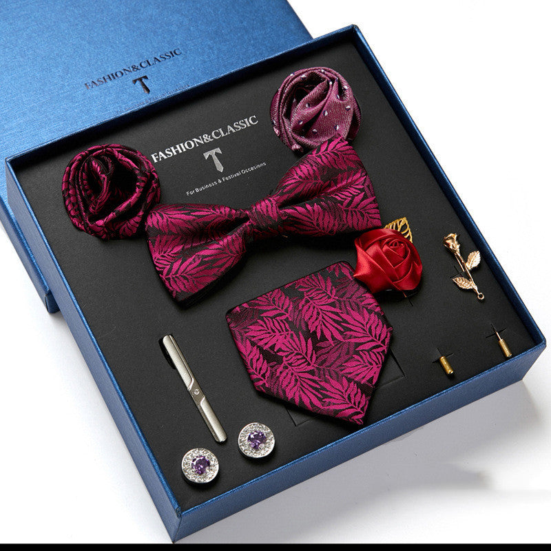 Men's Tie Fashion Necktie Square Scarf Combination Gift Box Set, Gift For Dad
