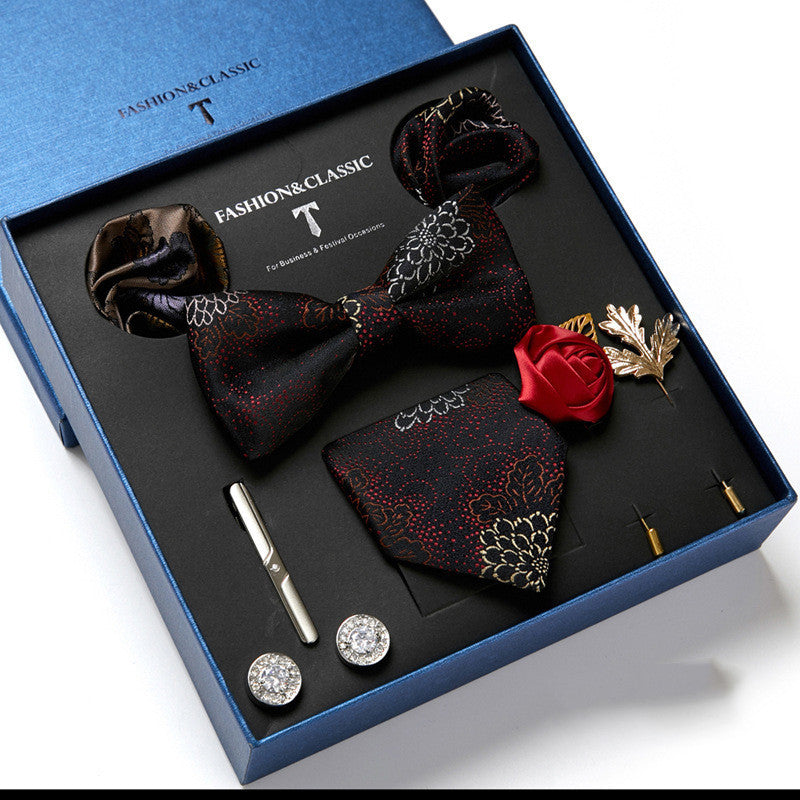 Men's Tie Fashion Necktie Square Scarf Combination Gift Box Set, Gift For Dad