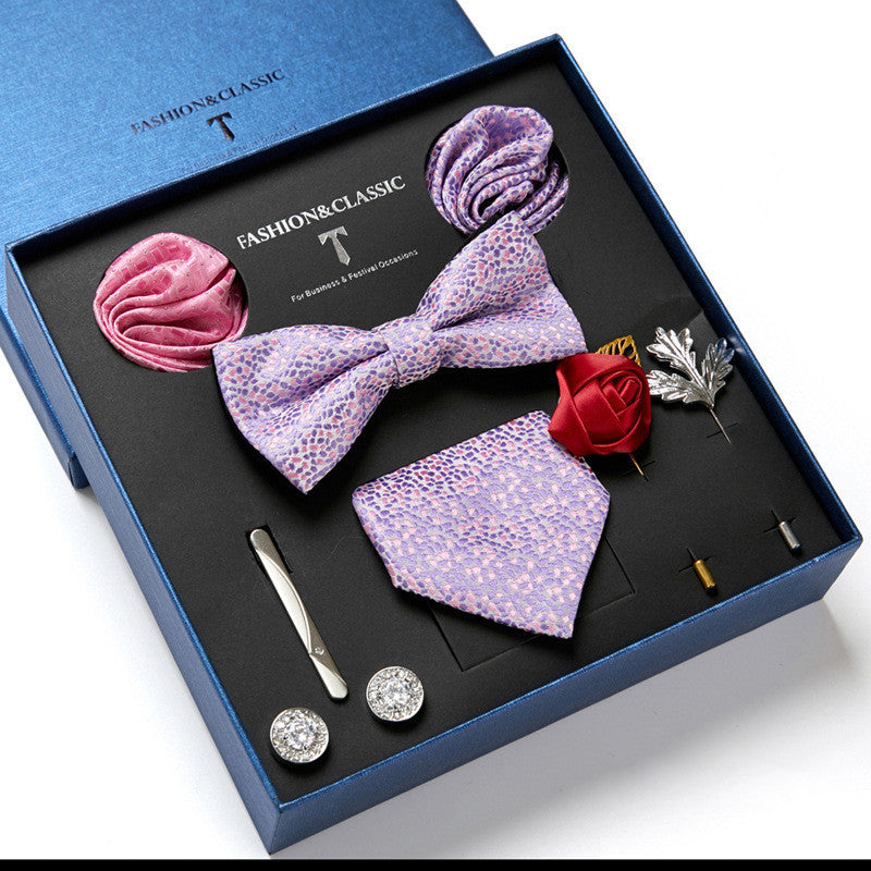 Men's Tie Fashion Necktie Square Scarf Combination Gift Box Set, Gift For Dad