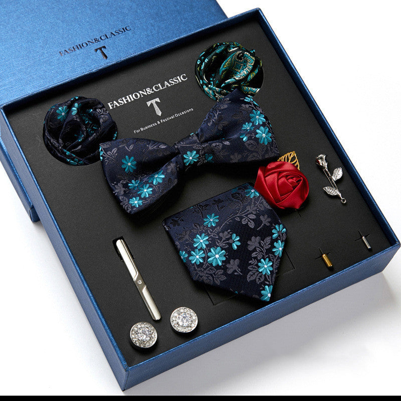 Men's Tie Fashion Necktie Square Scarf Combination Gift Box Set, Gift For Dad