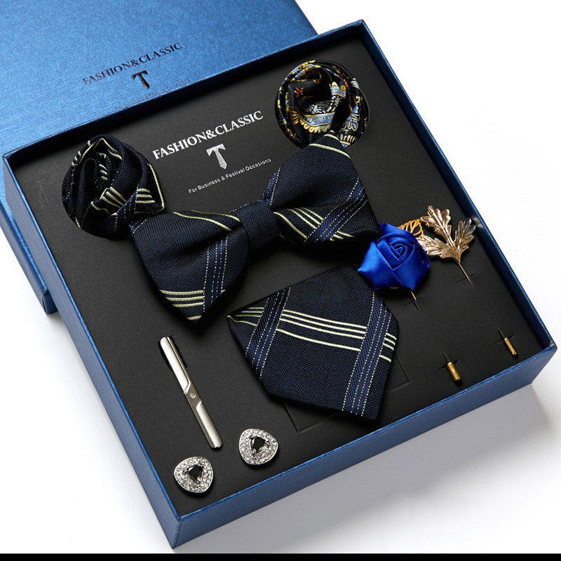 Men's Tie Fashion Necktie Square Scarf Combination Gift Box Set, Gift For Dad