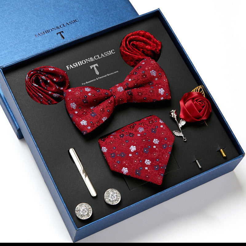 Men's Tie Fashion Necktie Square Scarf Combination Gift Box Set, Gift For Dad