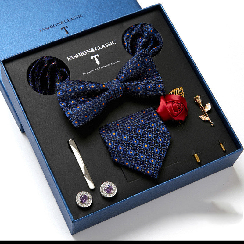 Men's Tie Fashion Necktie Square Scarf Combination Gift Box Set, Gift For Dad