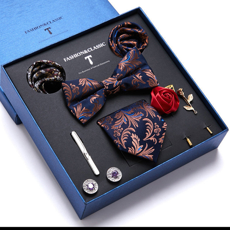 Men's Tie Fashion Necktie Square Scarf Combination Gift Box Set, Gift For Dad