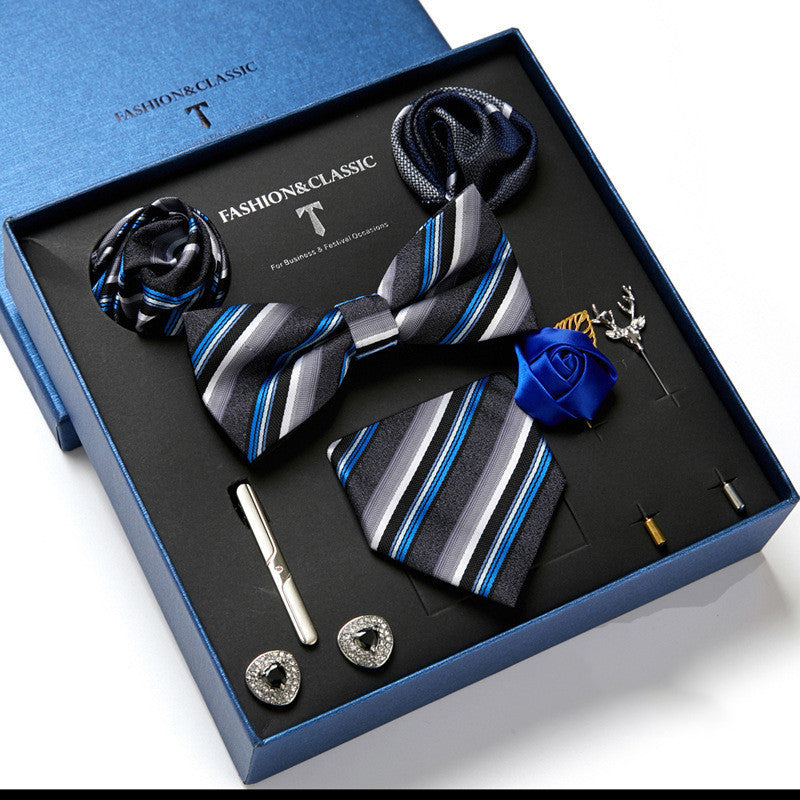 Men's Tie Fashion Necktie Square Scarf Combination Gift Box Set, Gift For Dad