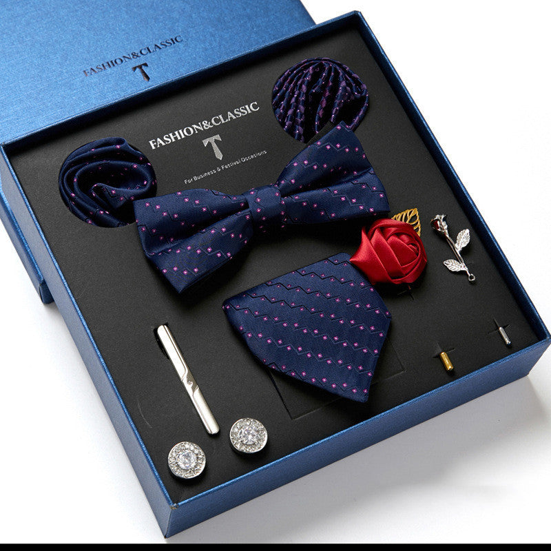 Men's Tie Fashion Necktie Square Scarf Combination Gift Box Set, Gift For Dad