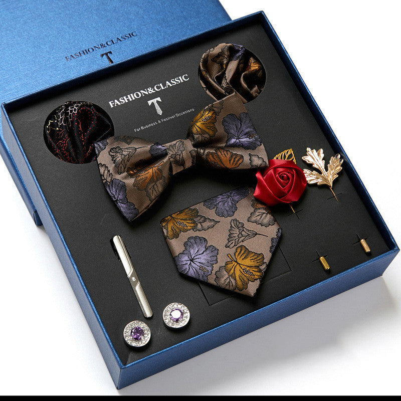 Men's Tie Fashion Necktie Square Scarf Combination Gift Box Set, Gift For Dad