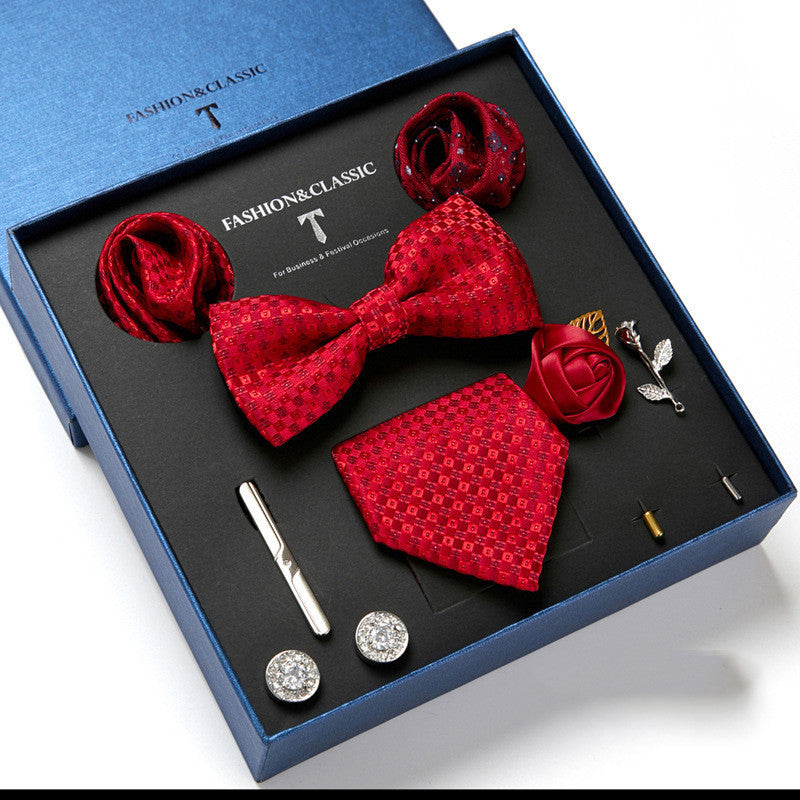 Men's Tie Fashion Necktie Square Scarf Combination Gift Box Set, Gift For Dad