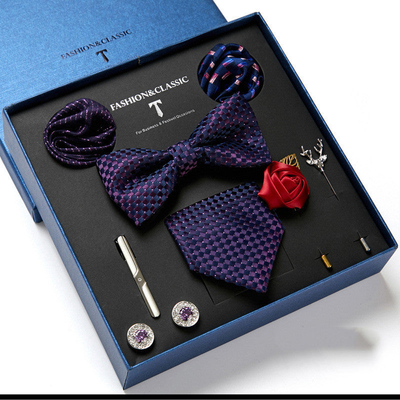 Men's Tie Fashion Necktie Square Scarf Combination Gift Box Set, Gift For Dad