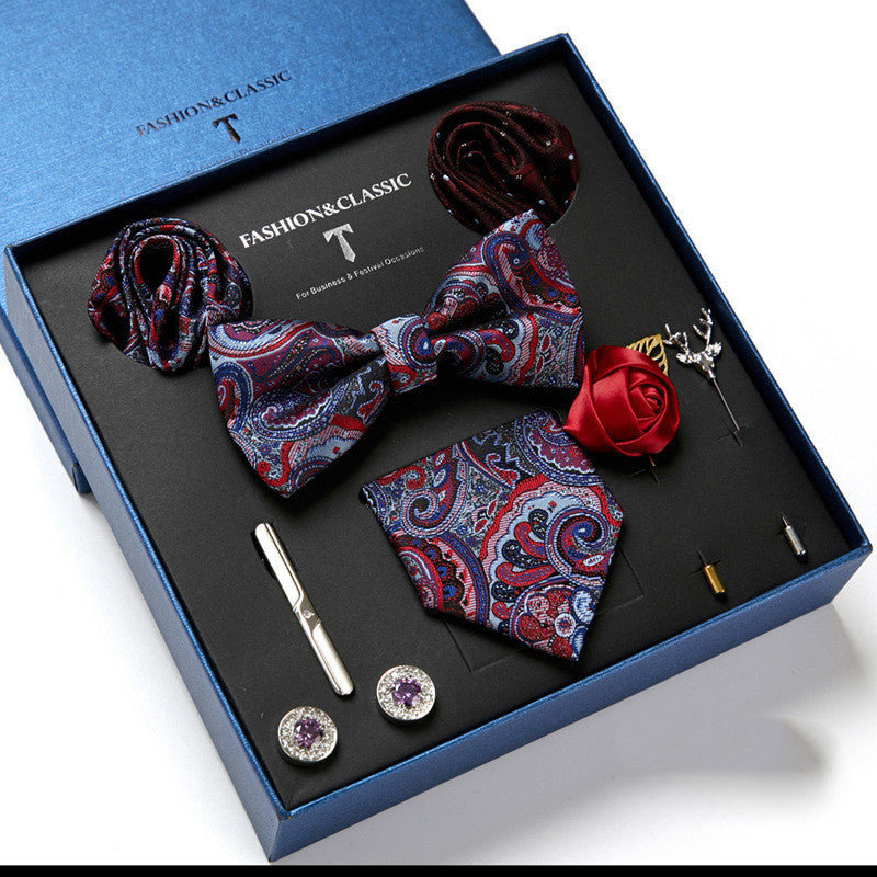 Men's Tie Fashion Necktie Square Scarf Combination Gift Box Set, Gift For Dad