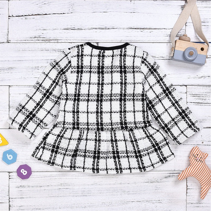 Toddler Baby Girl Long-sleeved Dress With Cardigan 2pc Suit