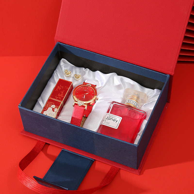 Mom's Gift Set Watch Lipstick Perfume Gift Box