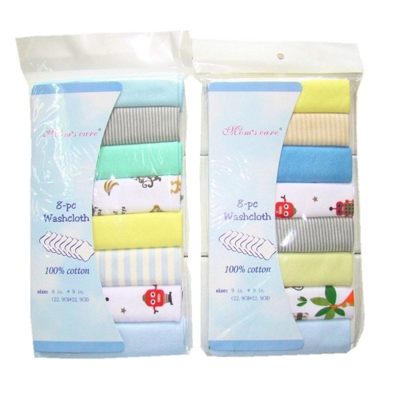 Cotton Newborn Baby Facecloths 8 pack