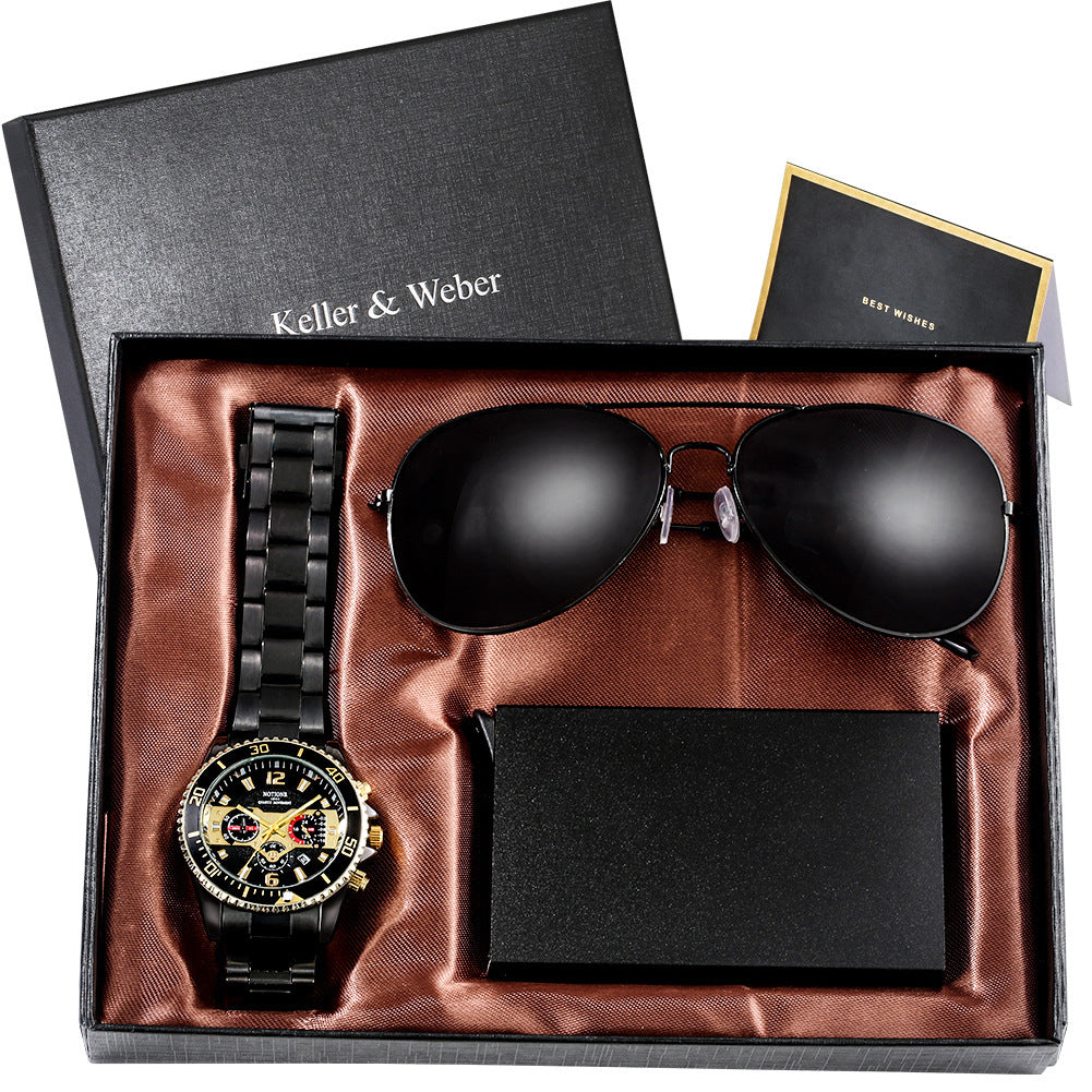 Men's Quartz Watch Sunglasses Gift Box Set, Gift For Dad