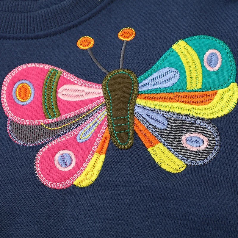 Girls' Cartoon Sweater, Casual Long-sleeved Butterfly Top