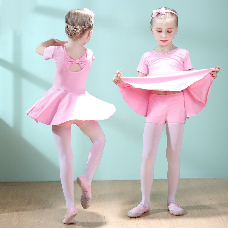 Children Dance Clothing Summer Short-sleeved Girls Dance Skirt Children Ballet Dance Dress