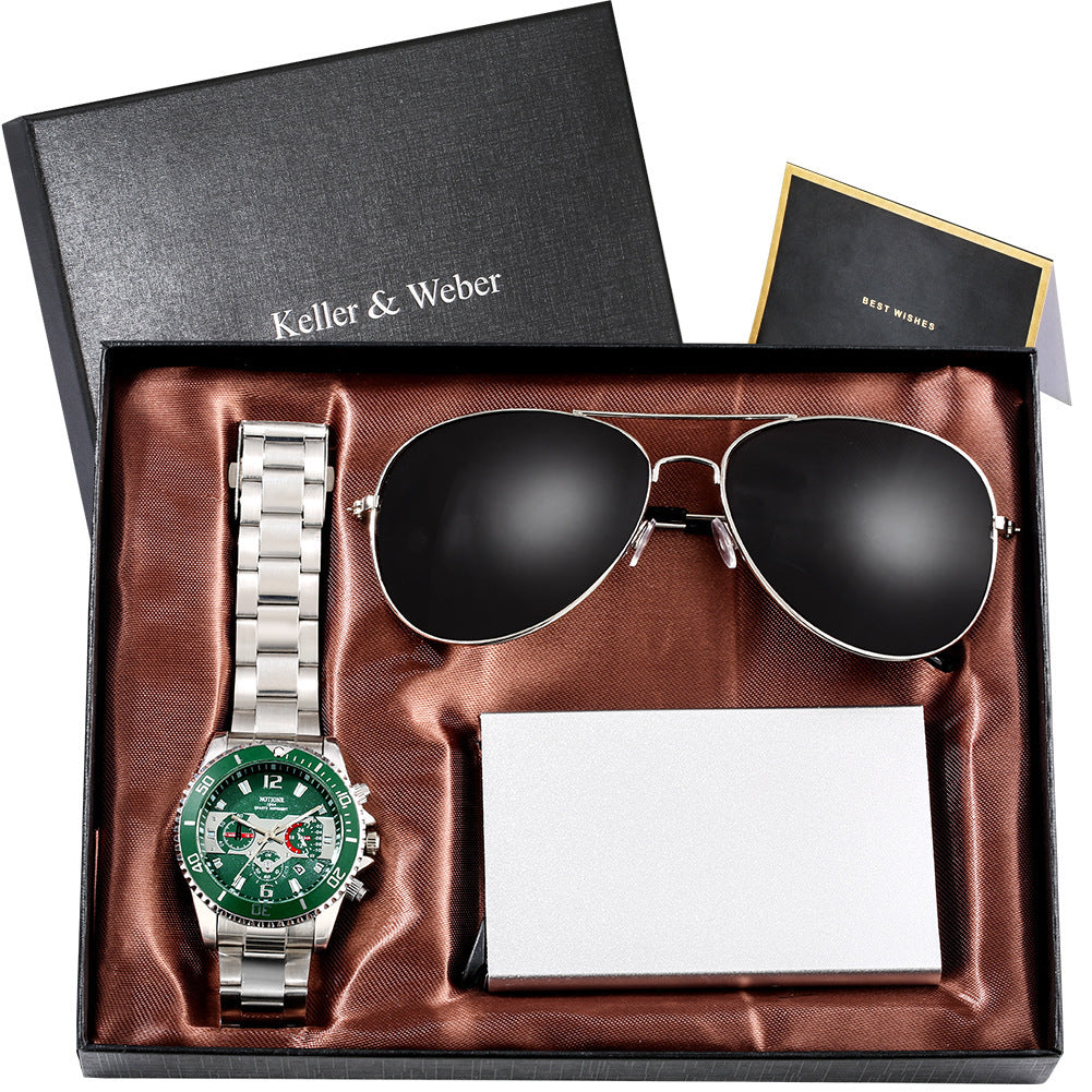 Men's Quartz Watch Sunglasses Gift Box Set, Gift For Dad