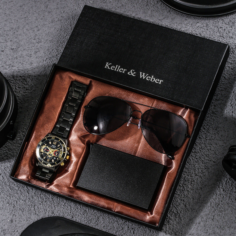 Men's Quartz Watch Sunglasses Gift Box Set, Gift For Dad