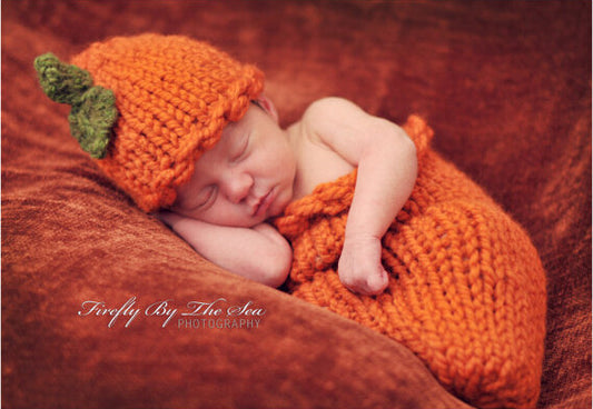 Handmade Wool Woven Baby Photography Clothing Pumpkin Outfit