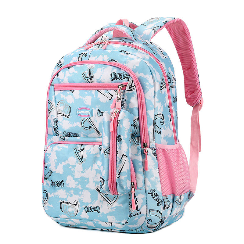 New Letter Print Backpack With Pencil Case, Primary School Students Schoolbag For Girls