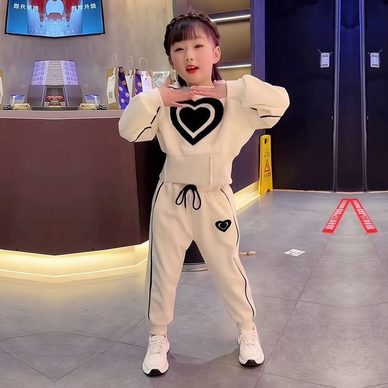 Girls' Spring & Autumn Sports Tracksuit, Western Style Fashion