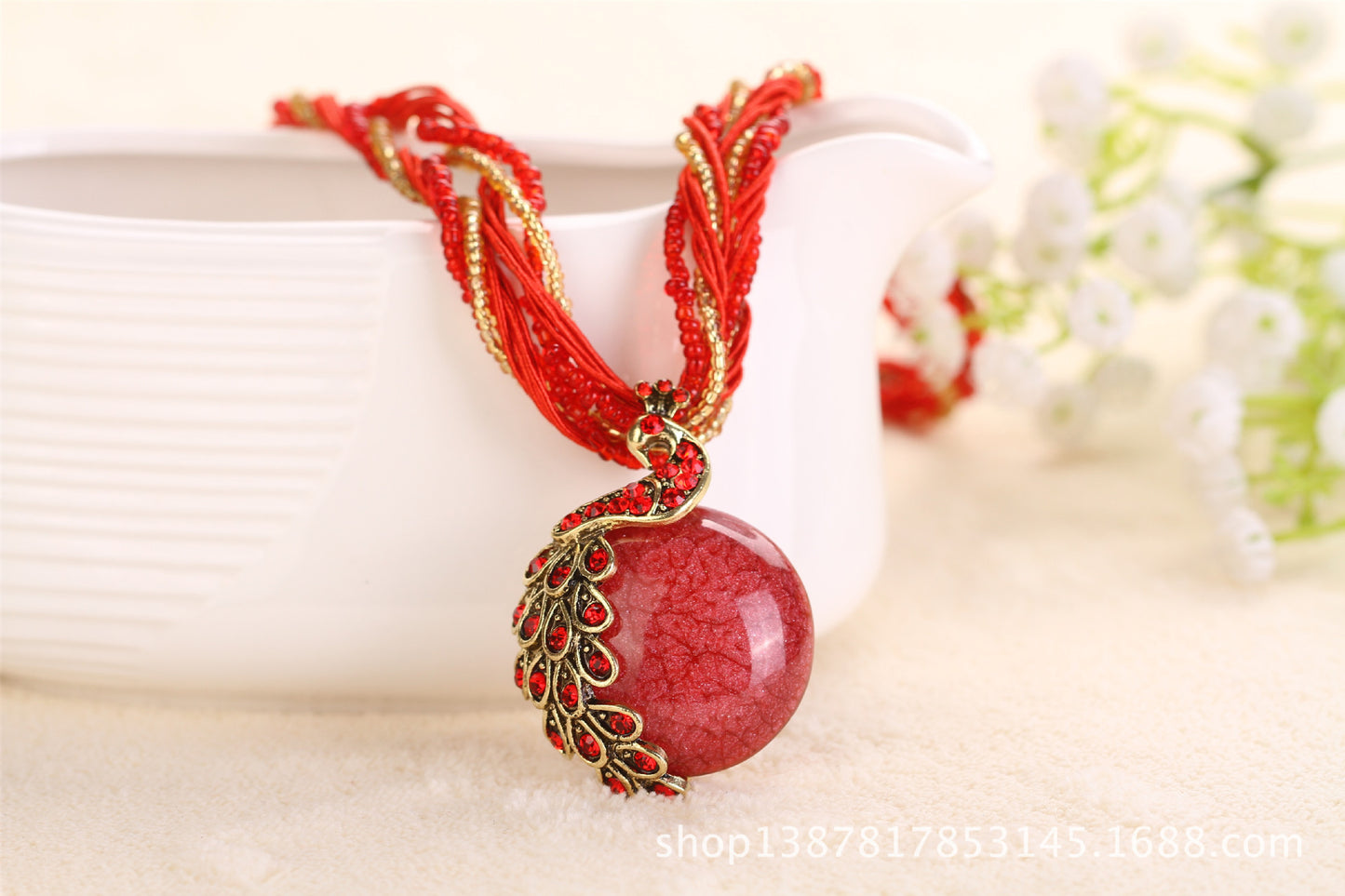 Ladies Ethnic Style Rice Bead Woven Retro Necklace