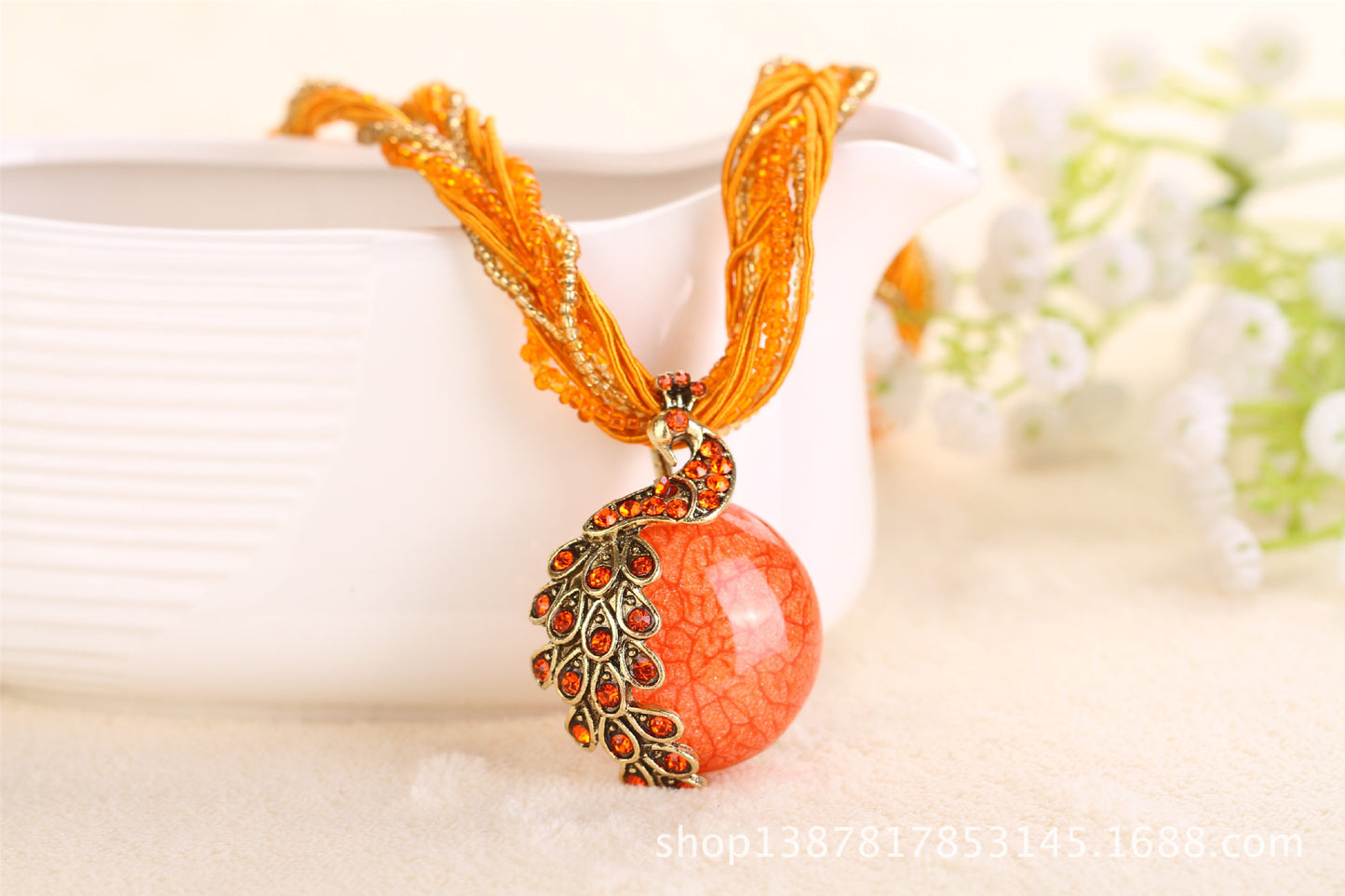 Ladies Ethnic Style Rice Bead Woven Retro Necklace