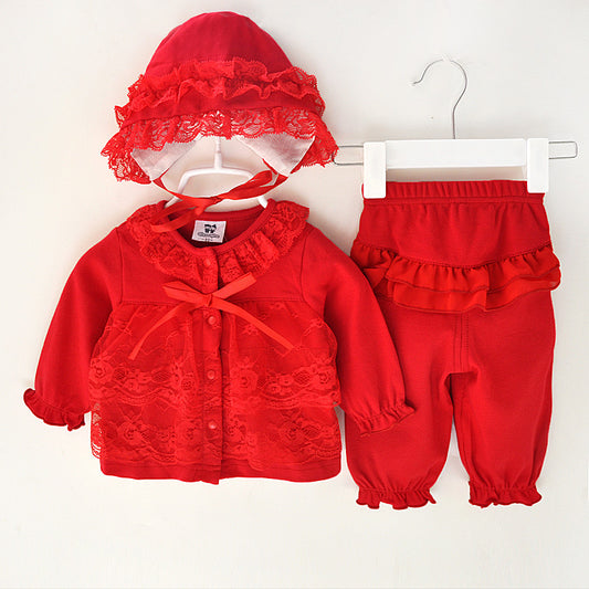 Baby Girls' Pure Cotton Spring And Autumn 3pc Set