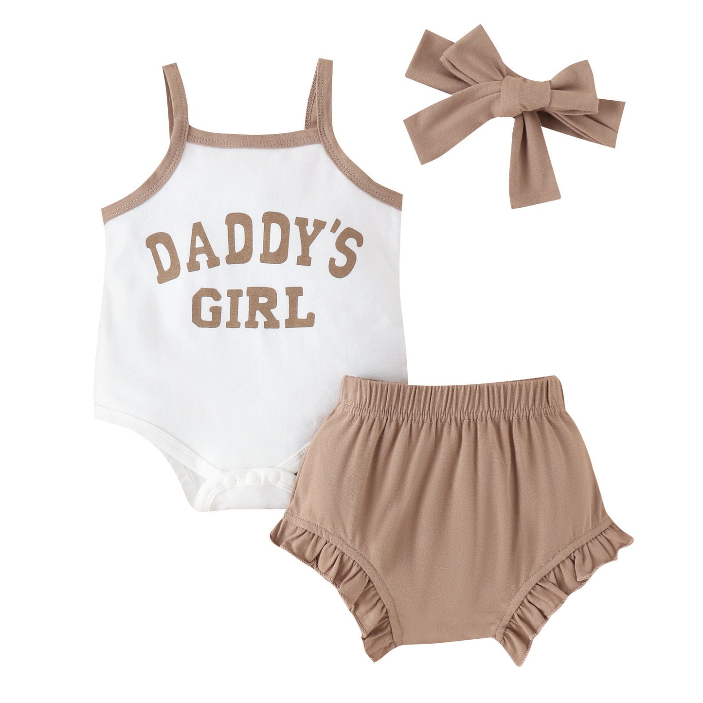 Girls' Letter Onesie & Shorts Summer 3pc Set