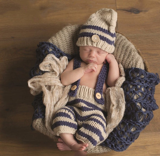 Newborn Photography Knitted Pants & Hat Outfit