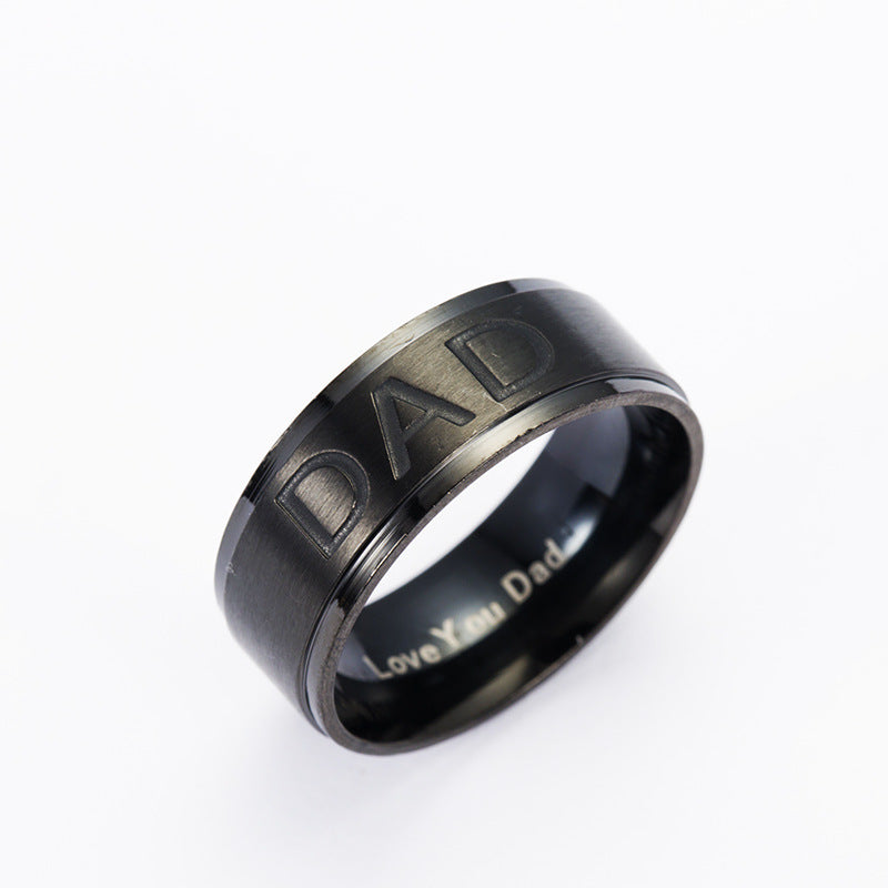 Monogram Titanium Steel Men's Ring, Gift For Dad