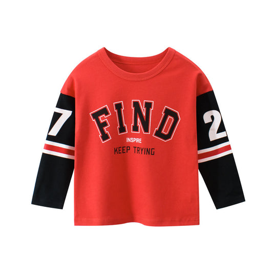 Boys' Long Sleeve Jersey T-shirt, red