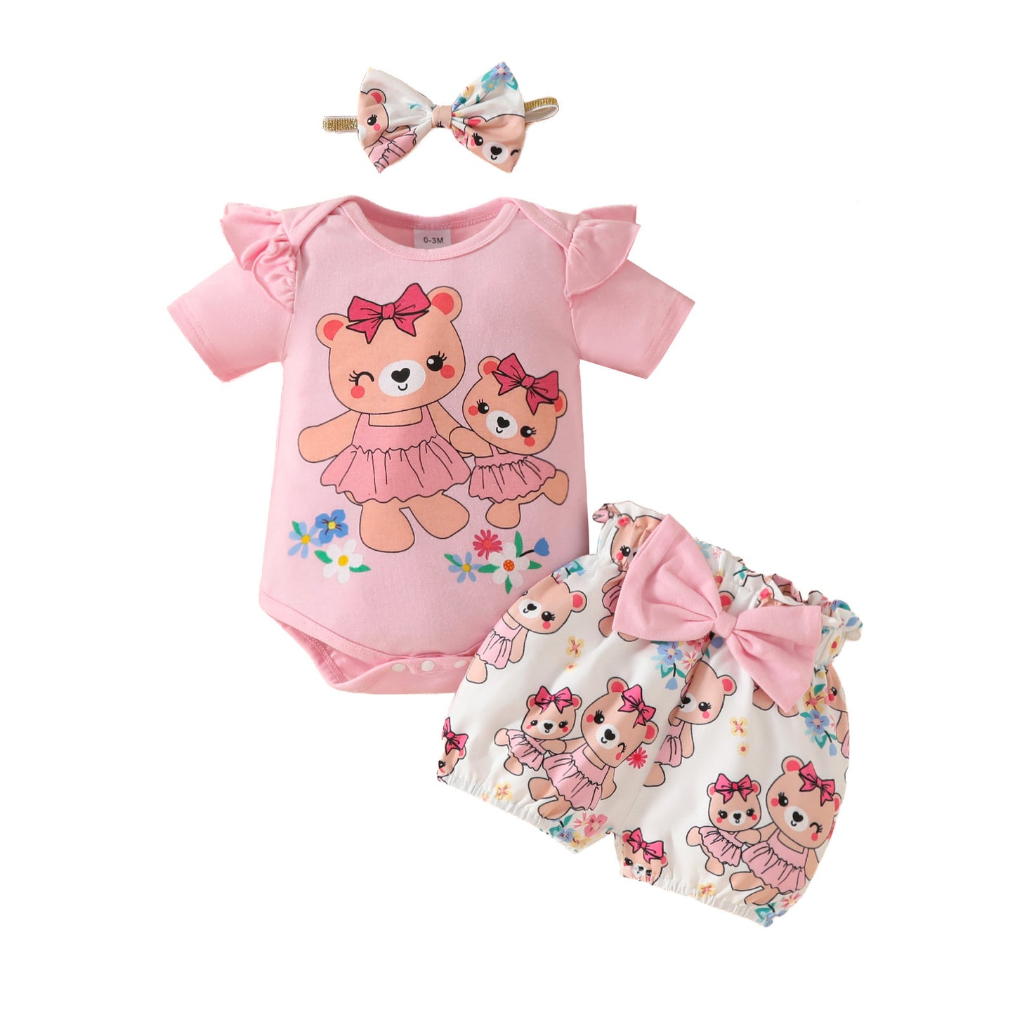 Sweet Cute Baby Summer Short Sleeve Shorts Suit