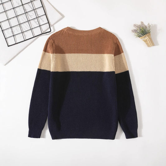 Cozy Kids Knit Sweater - Soft Stretchable Striped Pullover For Boys