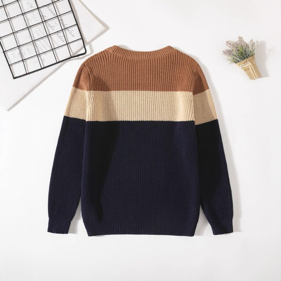 Cozy Kids Knit Sweater - Soft Stretchable Striped Pullover For Boys